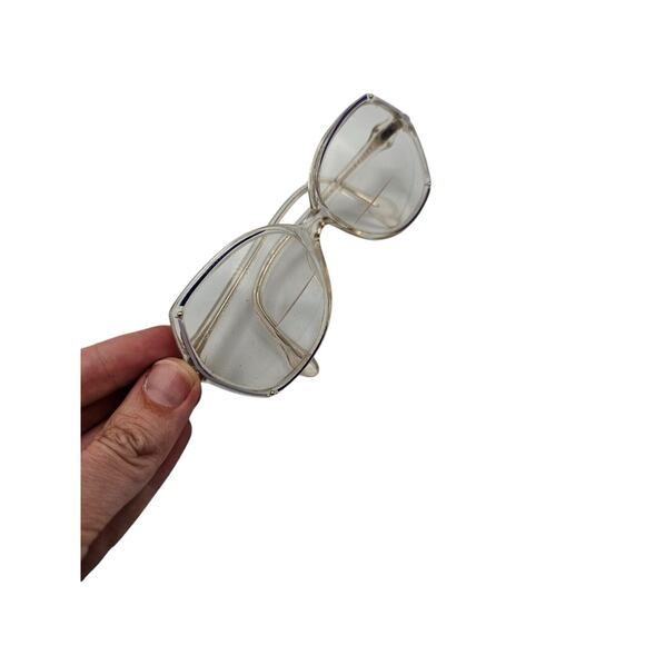 Vintage 1970s Womens CAESAR Plastic Rim Large Glasses Frames Geometric Clear - Picture 3 of 7